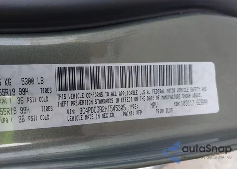 2017 Dodge Journey Crossroad Plus z USA, uszkodzony, nr VIN 3C4PDCGB2HT545305